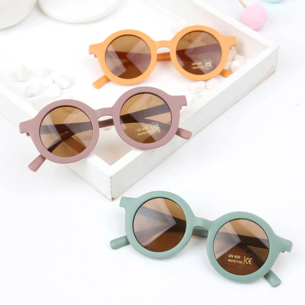 Gafas de Sol para Niños - Retro para Bebés, Color Sólido, Protección Ultravioleta, Redondas y Convenientes, Venta al por Mayor