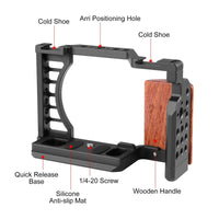 NNEIDS Sony Zv-E1 Camera Cage Stabilizer With Wood Handle