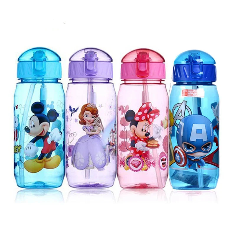 Disney Straw Cup Marvel Captain Mikey Minnie Mouse Sofia Childen Cartoon