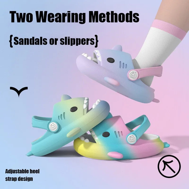 Shevalues Colorful Children's Shark Slippers Fashion Baby Cartoon Slippers Girls