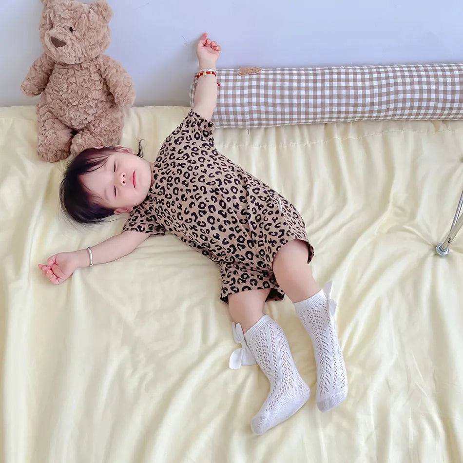 Adorable Baby Leopard Summer Rompers Girls and Boys Soft Cotton One-piece