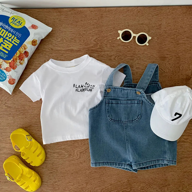 2024 Summer Baby Clothing Set Girls Clothes Infant Tee and Denim Overall Suit