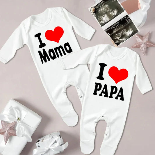 I Love Papa Mama Baby Babygrow Sleepsuit Baby Coming Home Outfit Newbron Romper