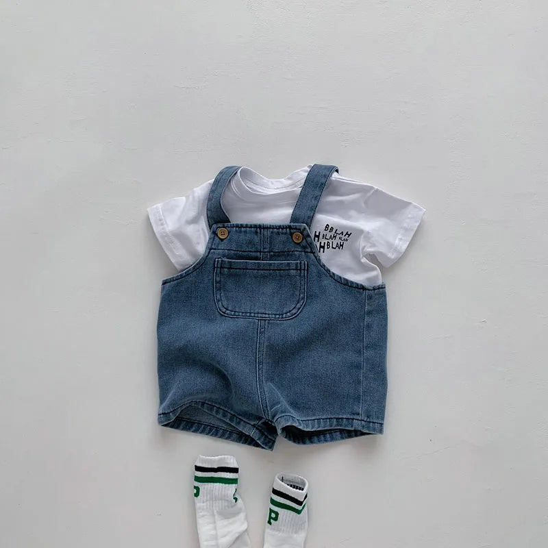 2024 Summer Baby Clothing Set Girls Clothes Infant Tee and Denim Overall Suit