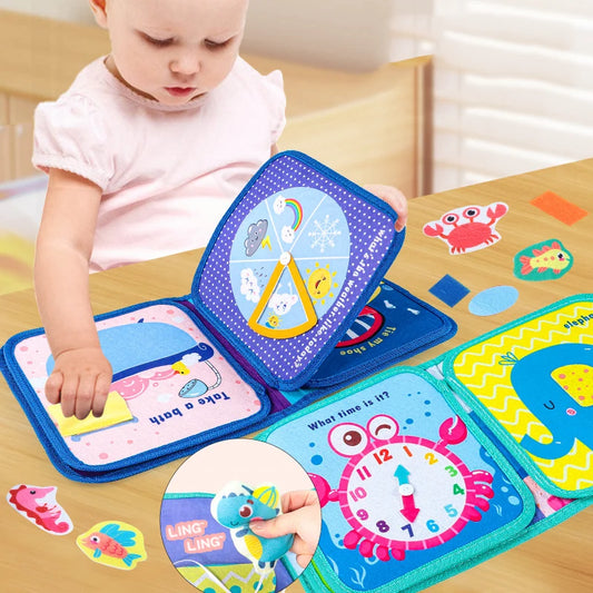 Montessori Busy Book Baby Early Education Book Puzzle Toys Animal Cognitive