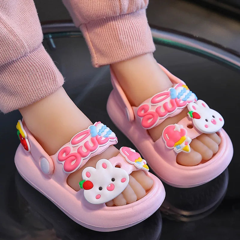 Children Summer Cartoon Sandals Kids Non-slip Baby Girls Cartoon Cute Rabbit