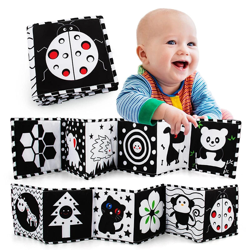 High Contrast Baby Book Toys Stroller Crib Bumper Quiet Black and White Books