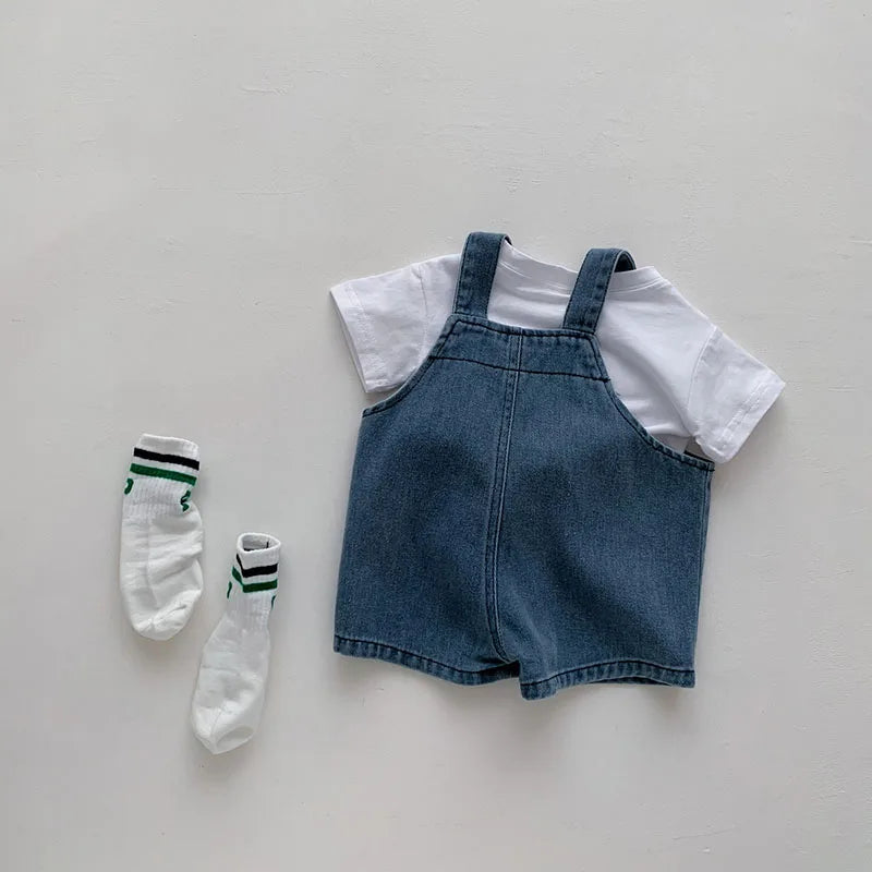 2024 Summer Baby Clothing Set Girls Clothes Infant Tee and Denim Overall Suit