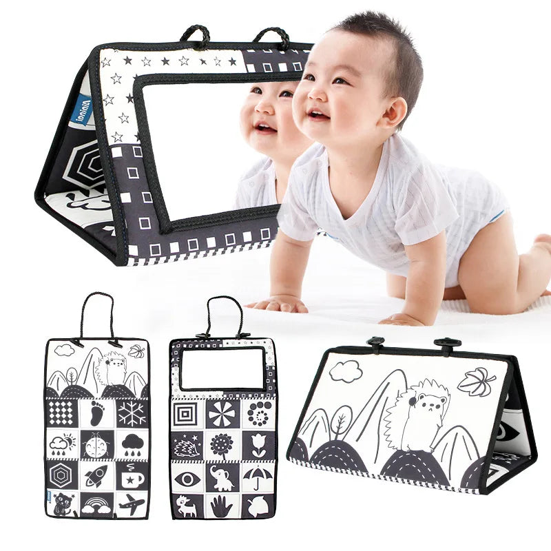 Black And White Baby Floor Mirror Tummy Time Sensory Baby Toys 6 12 months Toys