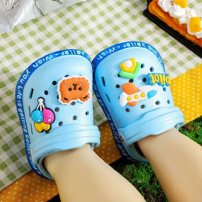 Summer Kids Sandals Hole Children's Shoes Slippers Soft Anti-Skid Cartoon DIY