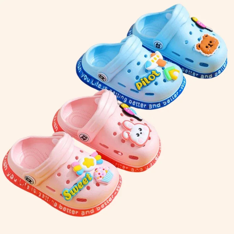 Summer Kids Sandals Hole Children's Shoes Slippers Soft Anti-Skid Cartoon DIY