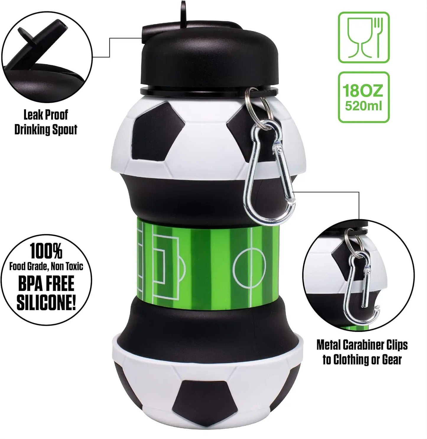 Soft Water Bottle Silicon Sports Bottle for Water Basketball Soccer Ball  BPA