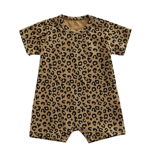 Adorable Baby Leopard Summer Rompers Girls and Boys Soft Cotton One-piece