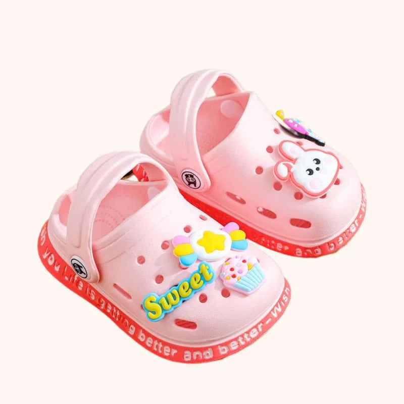 Summer Kids Sandals Hole Children's Shoes Slippers Soft Anti-Skid Cartoon DIY