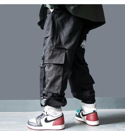 Techwear Cargo Pants Men Multi Pockets Hip Hop Casual Streetwear Trousers Joggers Elastic Waist Sweatpants