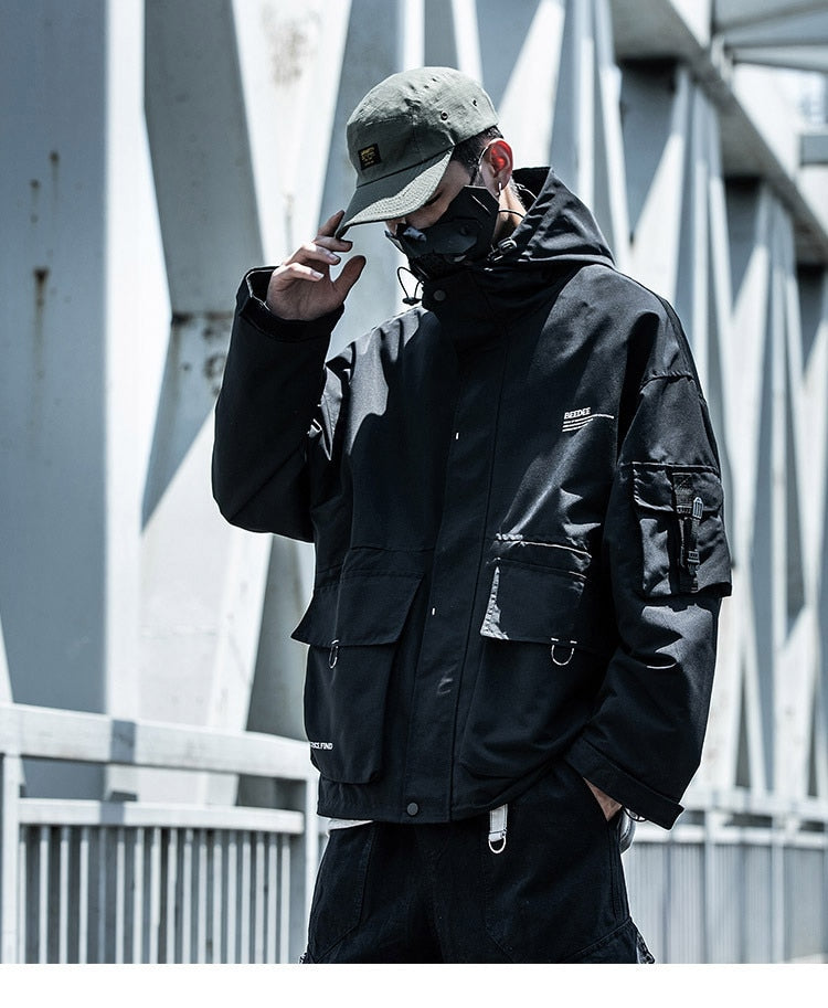 Letter Black Multi-pocket Men's