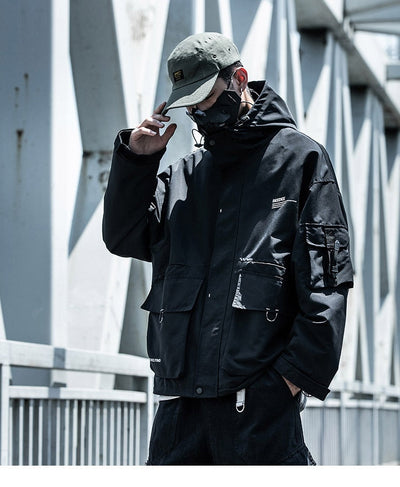 Letter Black Multi-pocket Men's